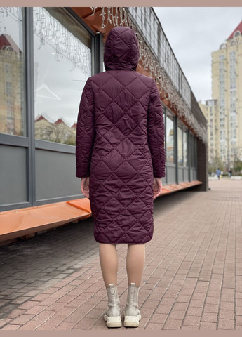 Комбіноване демісезонне Утеплене стьобане пальто 4445р Бордове Cat Orange