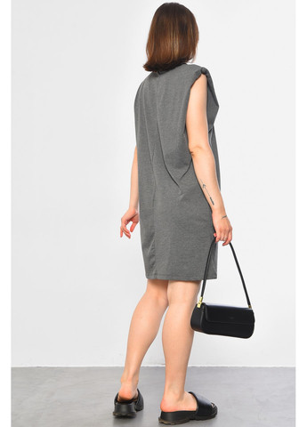 Сіра кежуал сукня жіноча без рукавів сірого кольору а-силует Let's Shop однотонна