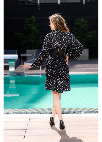 Чорна стильна сукня софт принт 23022 чорна Tanita-Romario