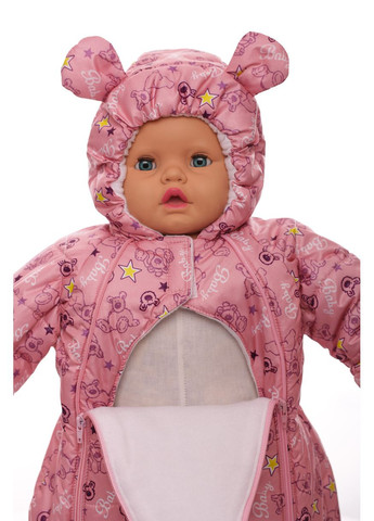 Конверт на флісі для дівчинки з принтом Ведмедик baby рожевий 68 см (44952) BABYKROHA (297200457)