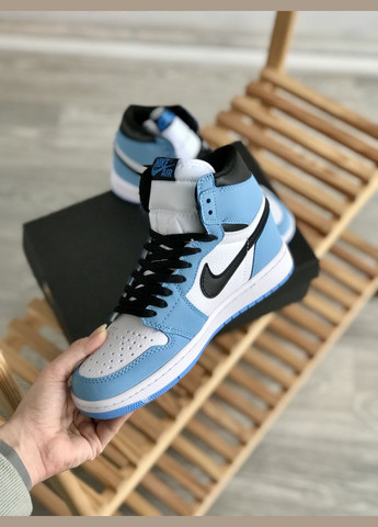 Блакитні всесезон кросівки чоловічі і жіночі nike jordan 1 retro university blue | найк джордан 1 ретро юніверсіті блакитні No Brand