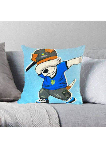 Подушка патриотическая 3D "Пес Патрон Вирний обериг Украини" 2709_E 12743 50х50 см голубая FlexDress (368783944)