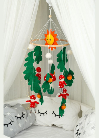 Дитячий музичний мобіль на ліжечко для немовлят WooolyWool «Мухоморчики» з 35 мелодіями No Brand (342758015)