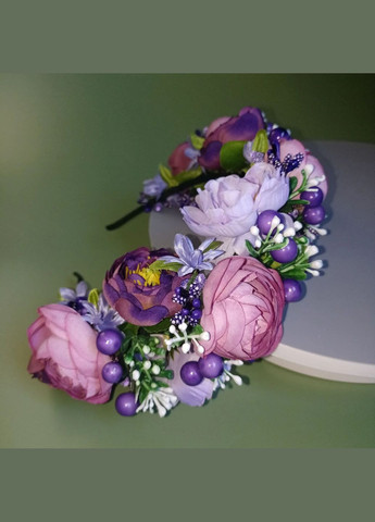 Віночок український фіолетово-бузковий квіткова корона+подарунок No Brand (342384783)