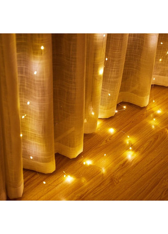 Гирлянда светодиодная штора Роса с крючком USB пульт ДУ 100 LED 14058 3х1 м желтая No Brand (361399335)