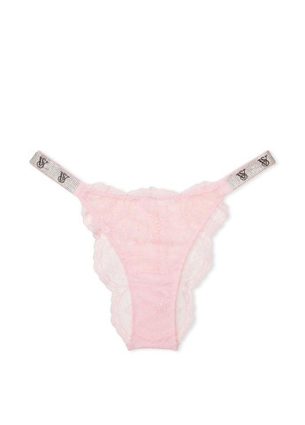 Жіночі трусики Shine Strap Lace Brazilian M рожеві Victoria's Secret (290278822)