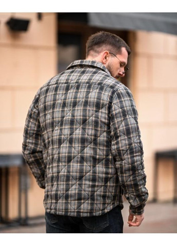 Сіра демісезонна чоловіча демісезонна куртка в клітинку сіра No Brand