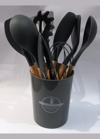 Силіконовий кухонний набір Kitchen Dining P-0399 темно-сірі 12 предметів No Brand (300232545)