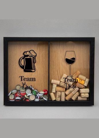 Подвійна рамка копілка "Team Beer Teem Wine" для корків (BD-DOUBLE-03) black-brown BeriDari (293509448)