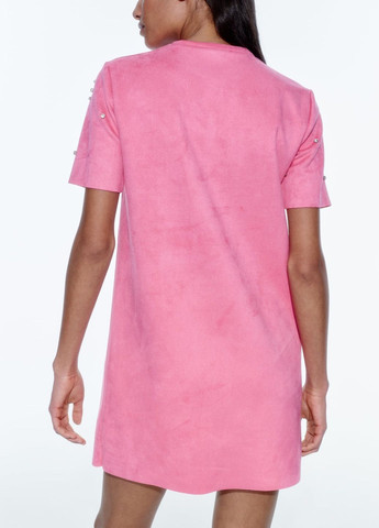 Светло-розовое повседневный платье Zara однотонное