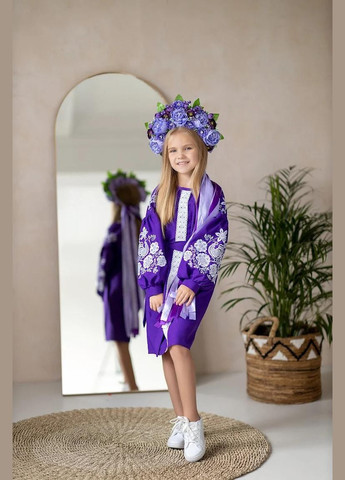 Фиолетовая вышитое платье для девочки фиолетовое (359472889)