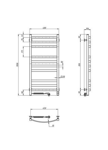 Рушникосушка електрична Avalon 480х1000 Sensor ліва, біла 12103153-4810 Navin (266903468)