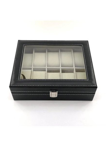 Коробка для годинників чорна на 10 штук, футляр для зберігання годинників та браслетів з кришкою No Brand (361669430)