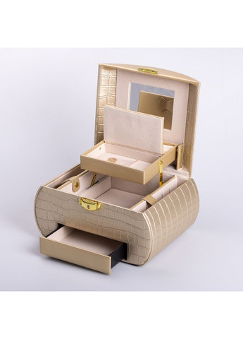 Скринька для прикрас з еко-шкіри, 3 яруси із замком, 24×17×18 см органайзер для ювелірних виробів Yiwu (360454768)