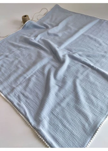 Мусліновий плед з помпонами, розмір 100*100 No Brand (395009045)