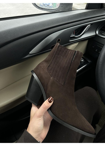 Зимние стильные женские козаки казаки No Brand без декора из натуральной замши