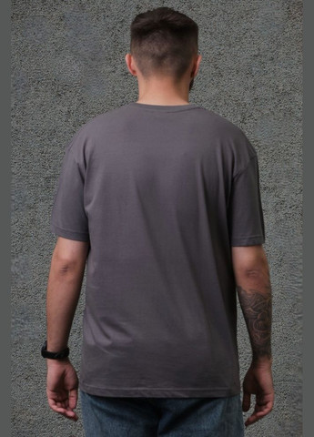 Оверсайз футболка з принтом 1702 dark gray Without (325989233)