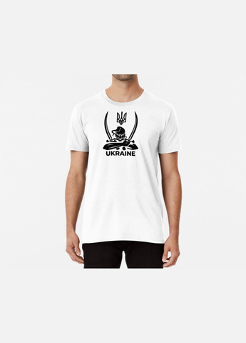 Біла чоловіча патріотична футболка з принтом козак тризуб ukraine Stedman