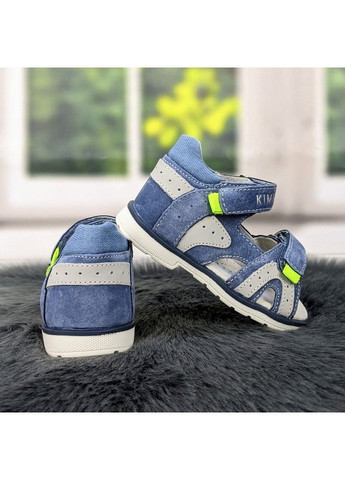 Светло-синие повседневные босоножки детские для мальчика Kimboo на липучке