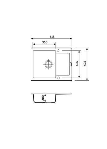Набір кухонний Minimal, штучний камінь, прямокут., з крилом, 615х495х200мм, чаша - 1, врізна, Сахара + змішувач Adamant (371632895)