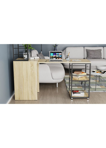 Стіл-тумба трансформер Смарт 3/2 з етажеркою 1430x1450x600 Чорний метал ДСП 16 мм (FRD-105119) Ferrum-decor (361944310)