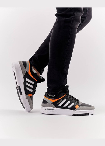 Черные демисезонные кроссовки мужские, вьетнам adidas Originals Drop Step Black Grey Orange