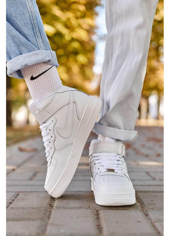КРОССОВКИ ЖЕНСКИЕ NIKE AIR FORCE MID WINTER WHITE НАЙК АИР ФОРС 1 ПРЕМИУМ No Brand белые зима (369390701)
