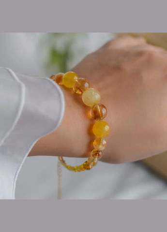 Браслет натуральный камень Цитрин, Рутиловый + Циркон фур-ра гип-ный сплав цвет золото d-11-2мм+- L-19-24см No Brand браслет (302810327)