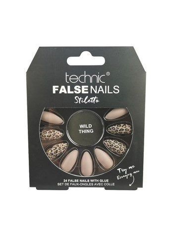Накладные ногти с клеем Cosmetics False Nails Stiletto "Wild Thing" Бежевый 24 шт. Technic (292128886)