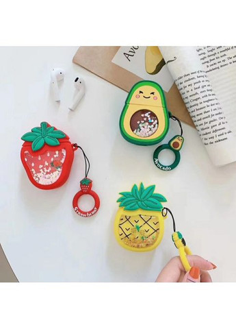 Чохол для навушників AirPods 1, 2 Авокадо з рідкими блискітками силіконовий Trends Airpods 1/2 (360897153)