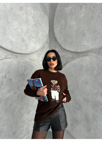 Коричневий демісезонний светр з ведмедиком – замір в описі DK/DL Мода без кордонів