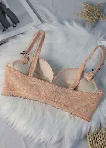 Персиковый балконет женский бюстгальтер анжелика с передней застежкой и push-up romantic dream (1583--03) 85 Macarena с косточками