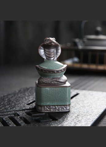 Керамічна статуетка Змії з обпаленої глини з емалевим покриттям – символ 2025 року в зелених тонах No Brand (307016771)