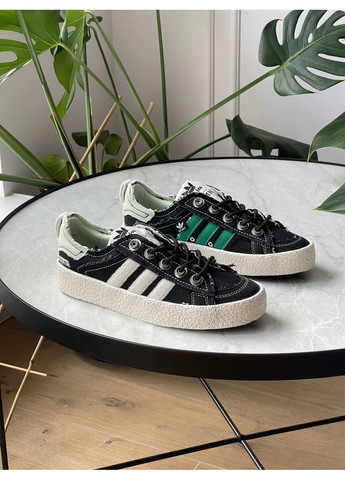 Кросівки жіночі Adidas Campus 80s Black White Green | Адідас Кампус чорні No Brand чорно-білі демісезони (362346976)