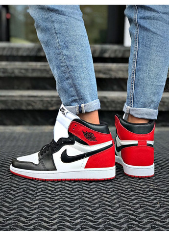Комбіновані всесезон кросівки air jordan retro 1 black red white Nike --3633