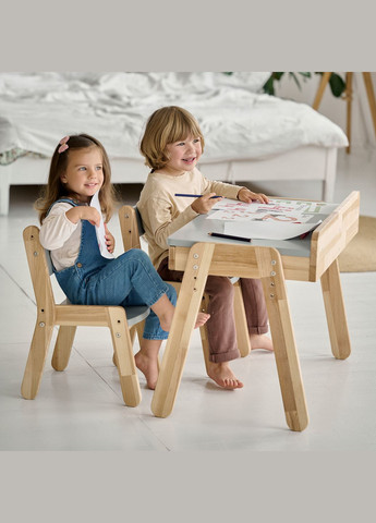 Детский столик с выдвижными ящиками и два стульчика для детей 2-7 лет Серый Tatoy (292303180)
