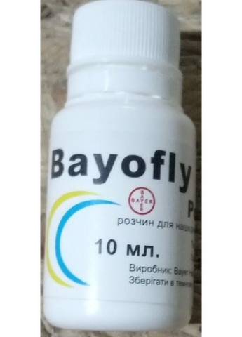 Бай-о-флай 10 мл для захисту с/г тварин від мух, оводів, комарів, мошок та інших кровопивчих комах No Brand (368710525)