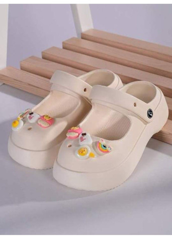 Молочные кроксы детские с джибитсами молочные Luck Line