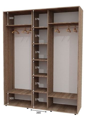 Шафа-купе тридверна 200*60*220 Дуб Сонома трюфель 2 Дзеркала з піскострумним малюнком/Дзеркало ШК-04 Алекса (360458281)