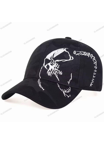 Кепка чорна з кольровою вишивкою черепа,готична бейсболка з вигнутим козирком(Смерть з косою),унісекс DU&KA (370784257)