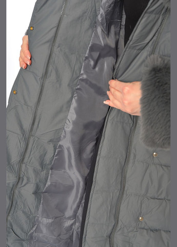 Сіра зимня куртка жіноча єврозима з хутром сірого кольору Let's Shop