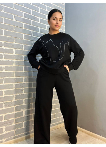 Костюм женский 8063-7557 свитшот с рисунком кот и брюки широкие палаццо JOGGY (302899769)