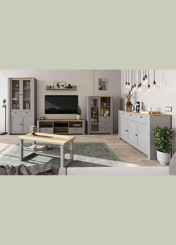 Стіл Латур 1,6 обідній розкладний сірий/делано світлий LAGOM (347324649)