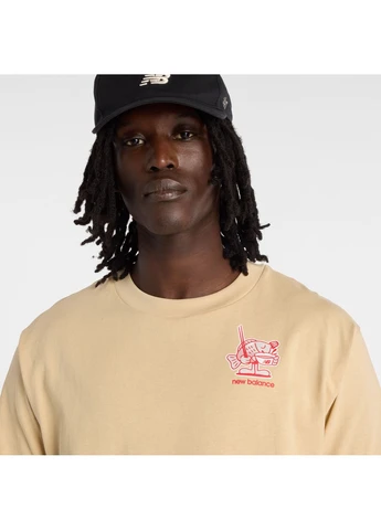 Бежевая мужская бежевая футболка ramen 54 (xxl) (mt61h51dabc) New Balance MT61H51