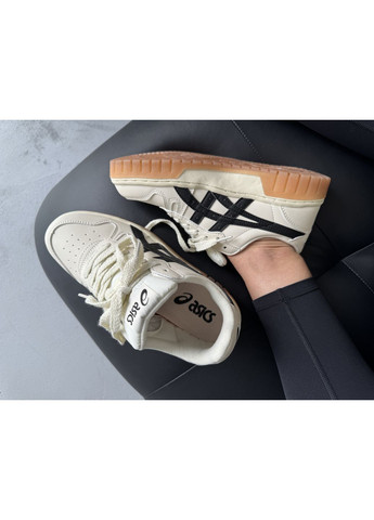 Кроссовки женские Asics Court MZ Beige Black | Асікс Кут МЗ бежевые демисезоны (371808034)