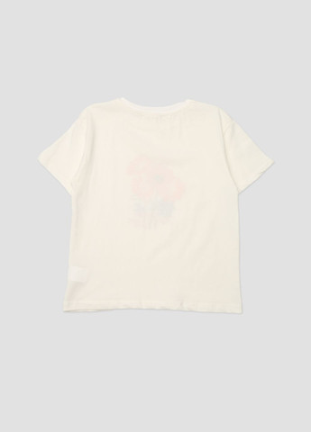 Молочная летняя футболка с коротким рукавом для девочки цвет молочный cb-00274874 Yuki