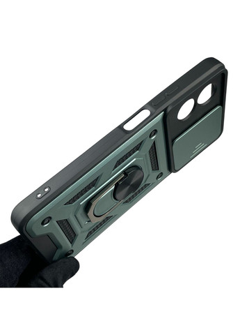 Чохол для A18 броньований з кільцем-тримачем підставкою зі шторкою на оппо а18 зелений rg1 Oppo (366389624)