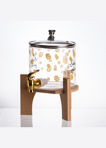 Лимонадниця з краном на дерев'яній підставці 2.6 л скляна Yiwu (354203249)