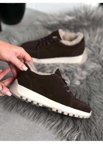 Кроссовки No Brand тёмно-коричневые зима (372521253)