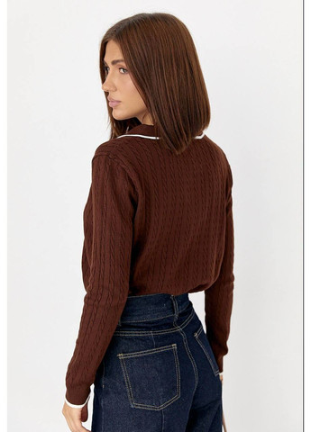 Трикотажна кофта з блискавкою та коміром-рубашкою – Розмірна сітка в описі Vione (367074839)